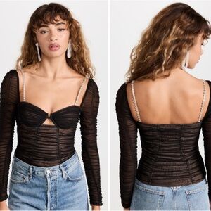 NWT-Self Portrait Power Mesh Long Sleeve Top